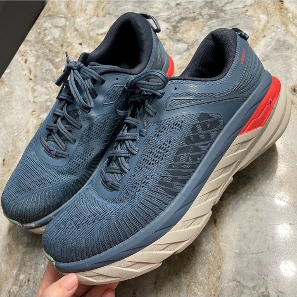 HOKA Men's Bondi 7, Real Teal/Outer Space, Running, Athletic Size 10.5